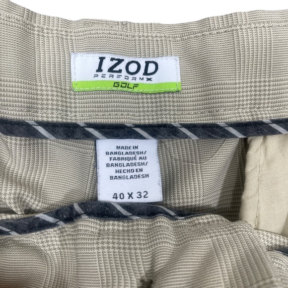 Izod Golf Performx 40‎ x 32 Beige Plaid 100% Polyester Pockets - Picture 4 of 6